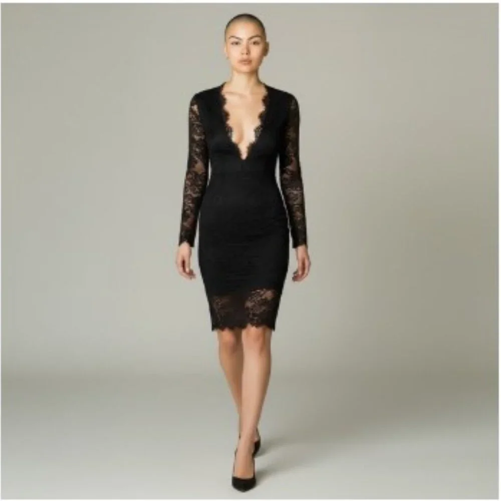 H&M Black Lace Dress - 8 - Picture 1 of 15